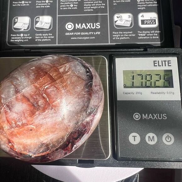 Fire Quartz Crystal Large Palmstone with Rainbow Flash - Picture 11 of 12